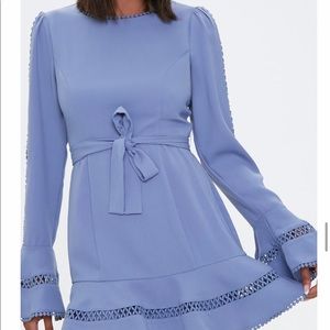 Bell-Sleeve Flounce Hem Mini Dress